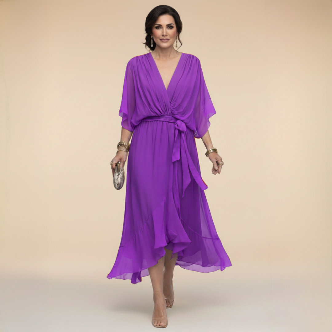 La Scintilla | Abito in chiffon con scollatura a V