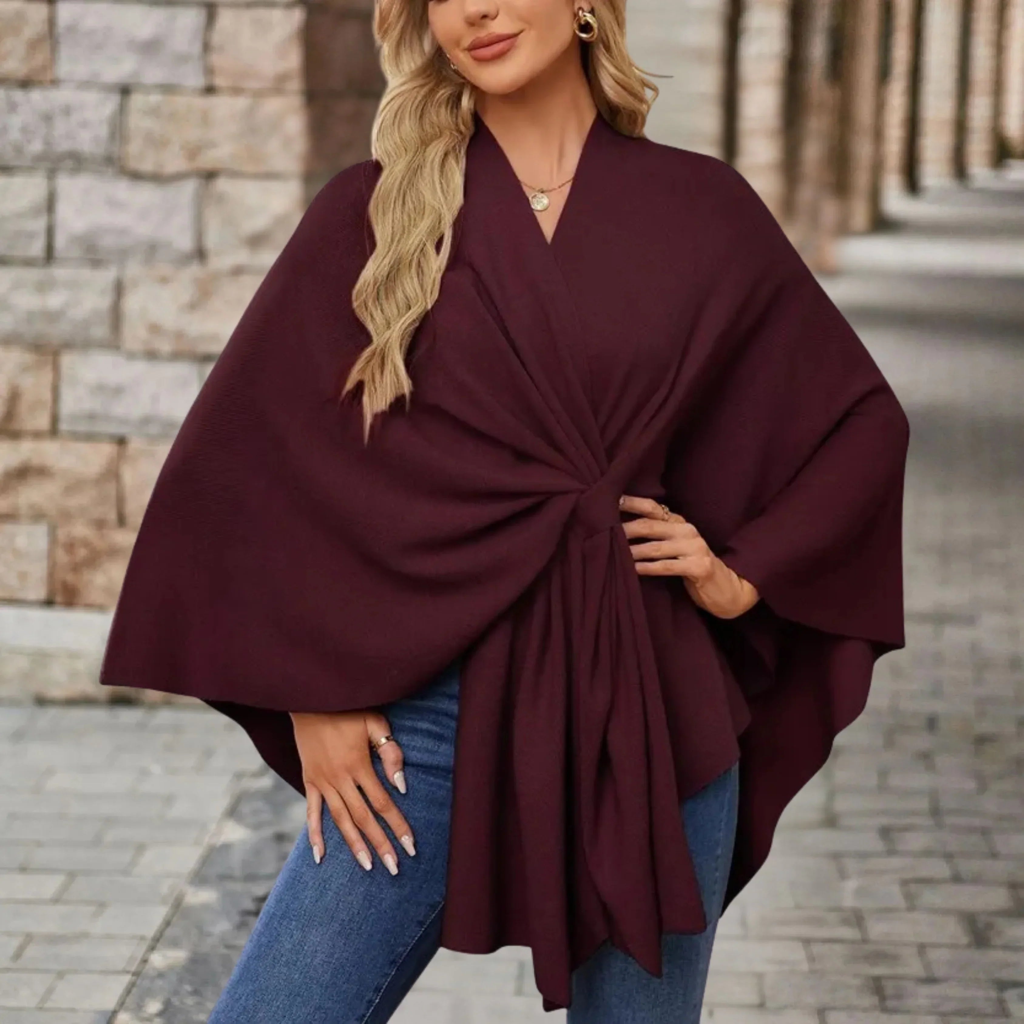 Yvette | Poncho Elegante Drappeggiata