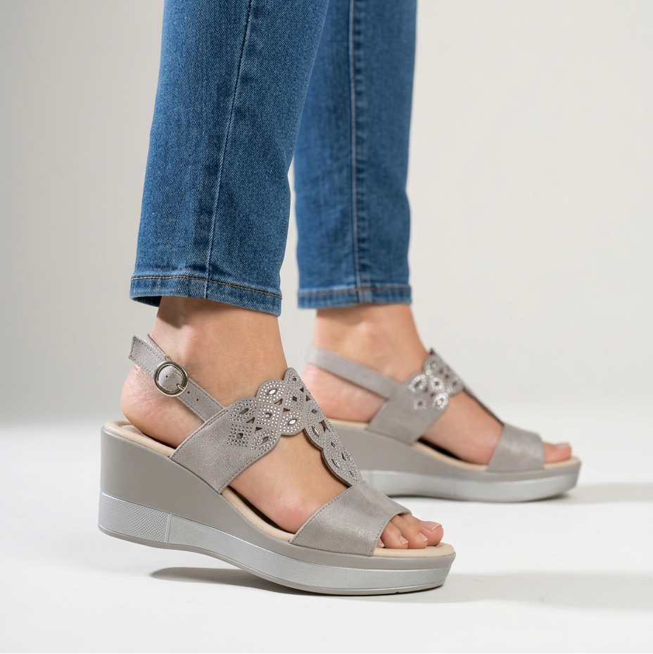 Rachele - Sandalo comodo donna con zeppa