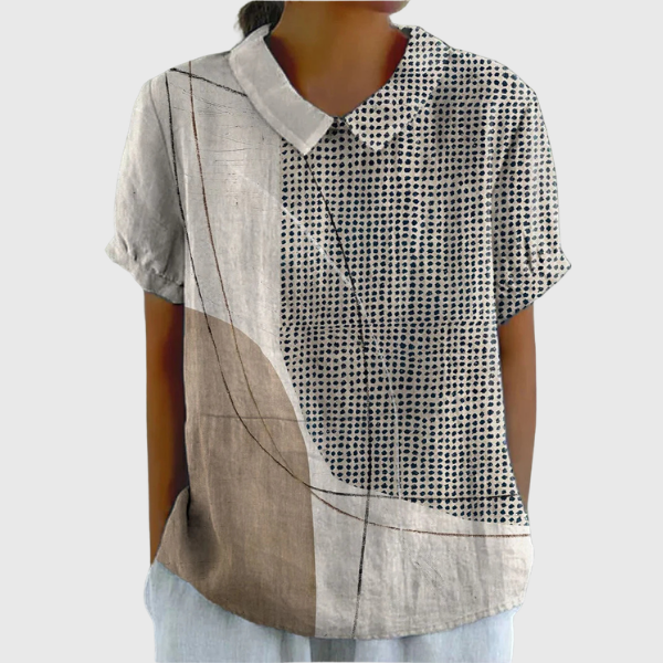 Lana | Camicia con motivi astratti a punti e linee
