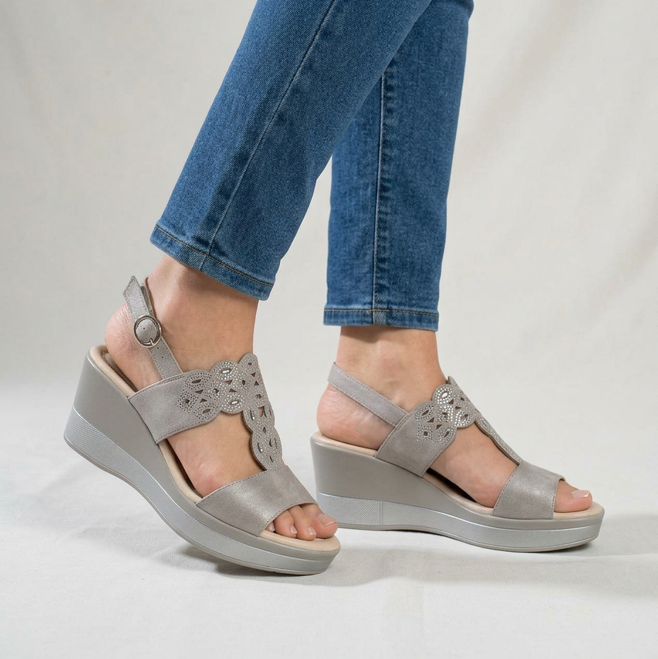 Rachele - Sandalo comodo donna con zeppa