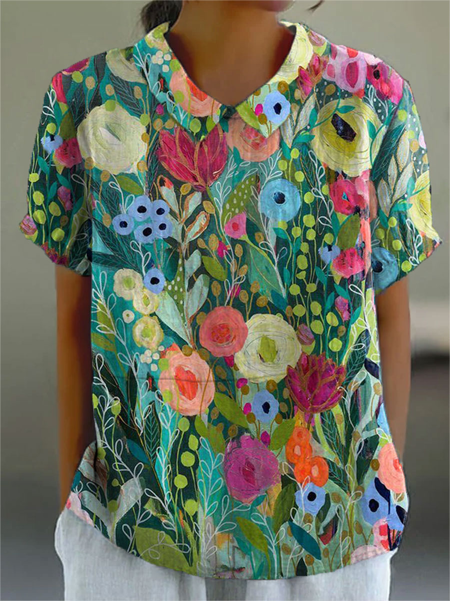 Daisy | Camicia floreale acquerellata