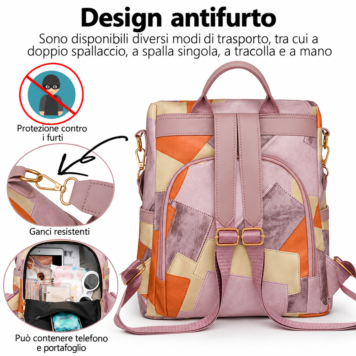 Petronilla | Zaino Antifurto a Quadri
