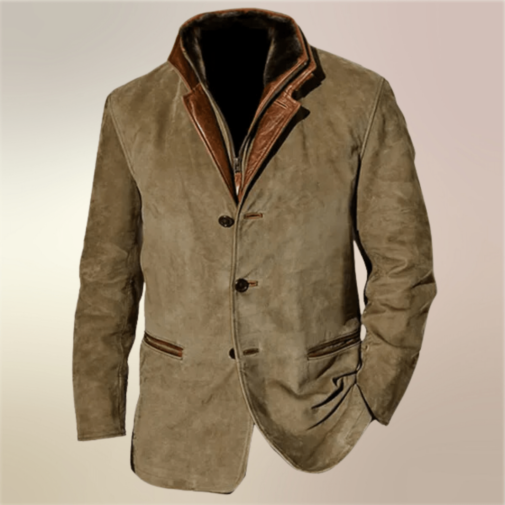 Victor | Giacca vintage in suede con dettagli in pelle
