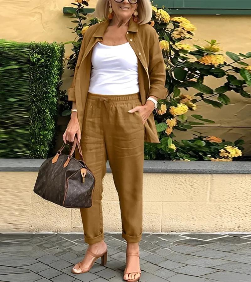 Martina | completo camicia e pantaloni in lino e cotone