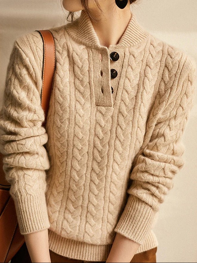 Carla | Maglione in Maglia Intrecciata con Bottoni