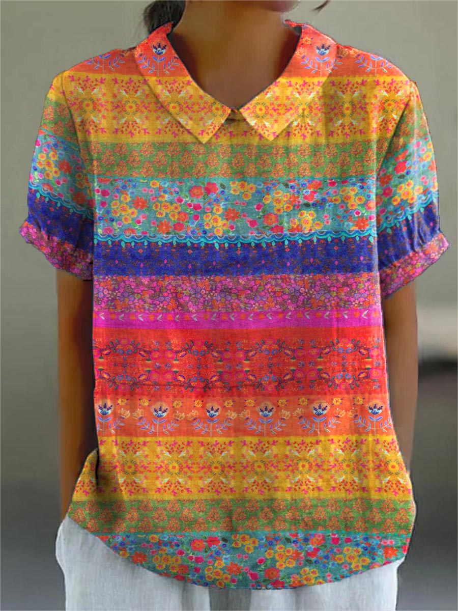 Maya | Camicia a righe con motivo floreale
