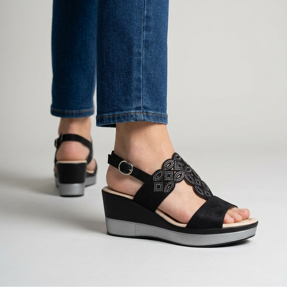 Rachele - Sandalo comodo donna con zeppa