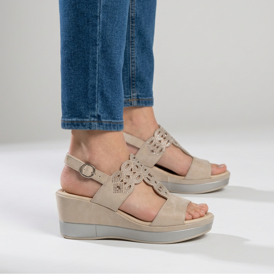 Rachele - Sandalo comodo donna con zeppa