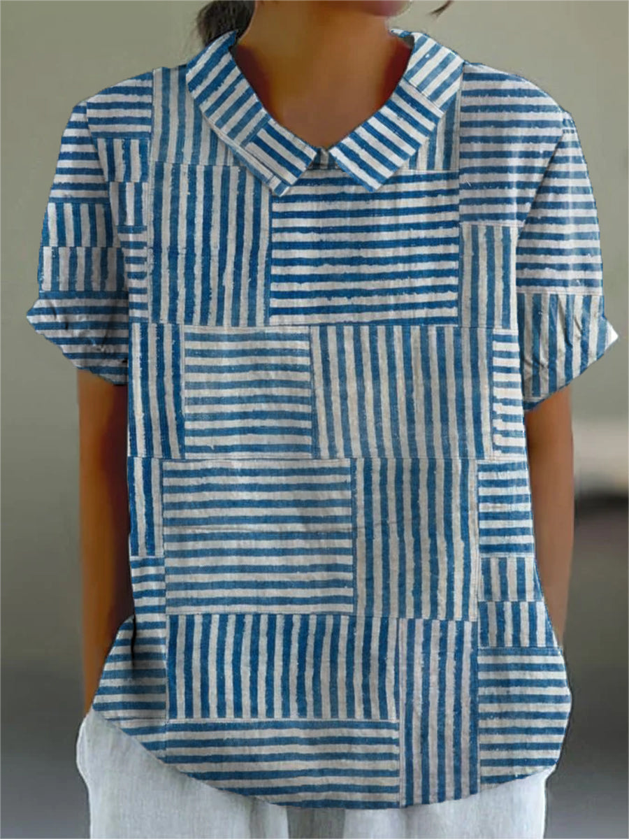 Amelia | Camicia a righe con toppe