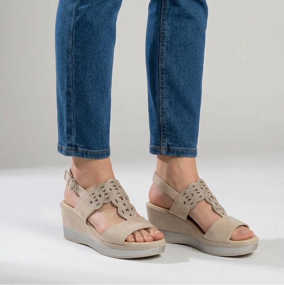 Rachele - Sandalo comodo donna con zeppa