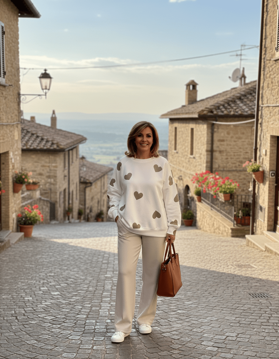 Mila | Maglione in Misto Cotone con Cuori