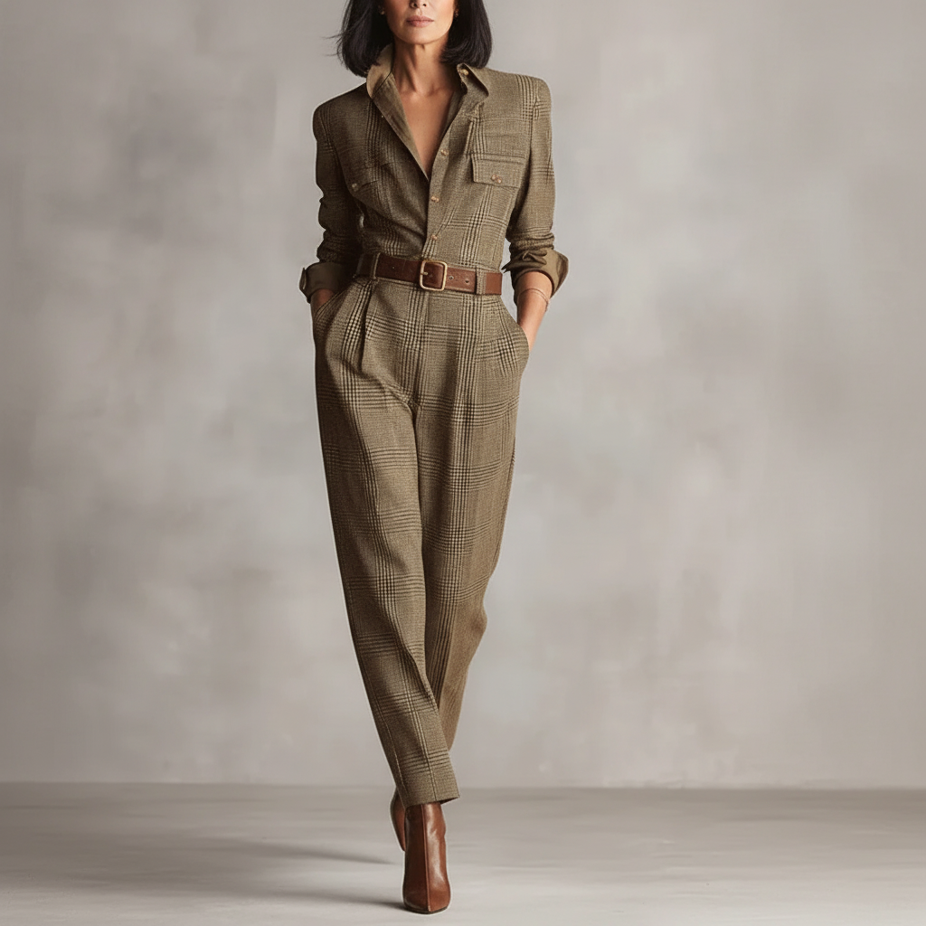 Zoë – Tuta Elegante in Tweed a Quadri