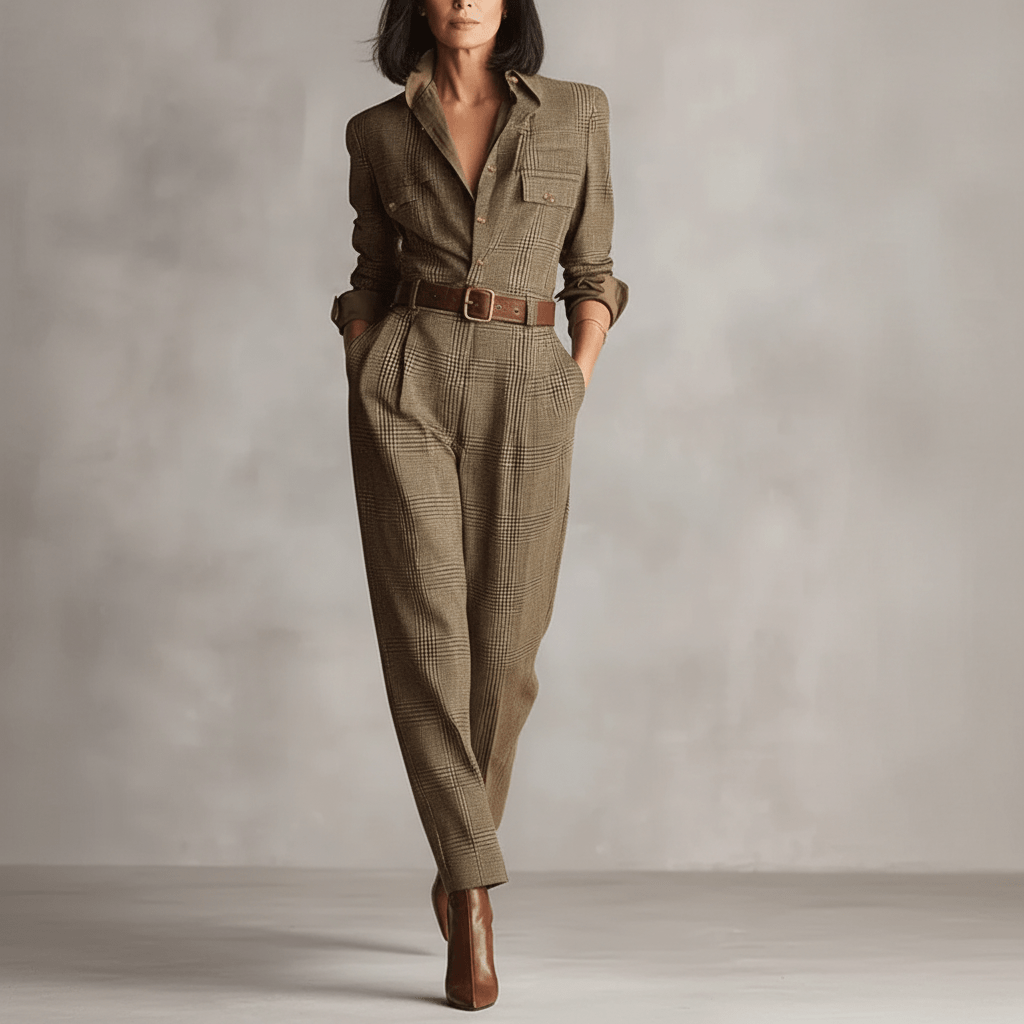 Zoë – Tuta Elegante in Tweed a Quadri