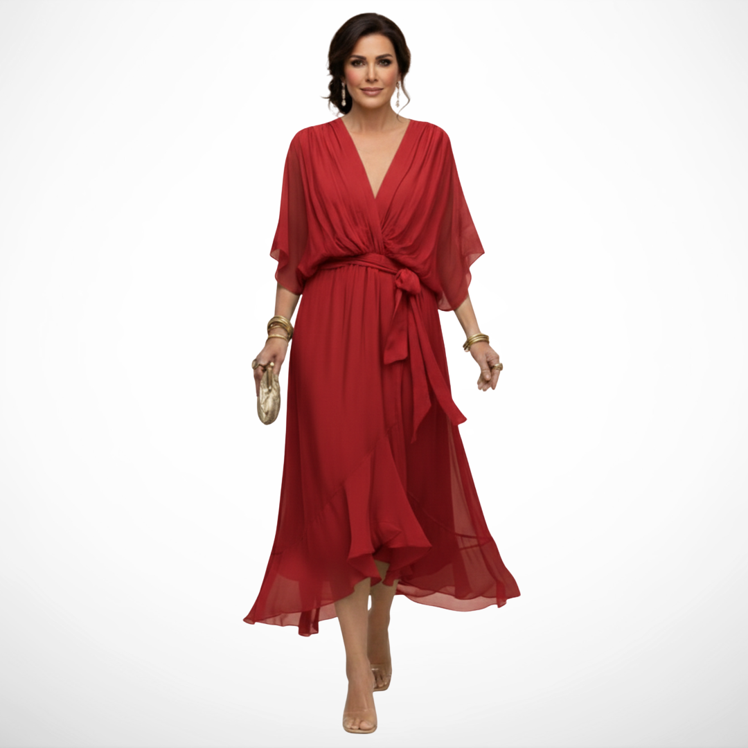 La Scintilla | Abito in chiffon con scollatura a V