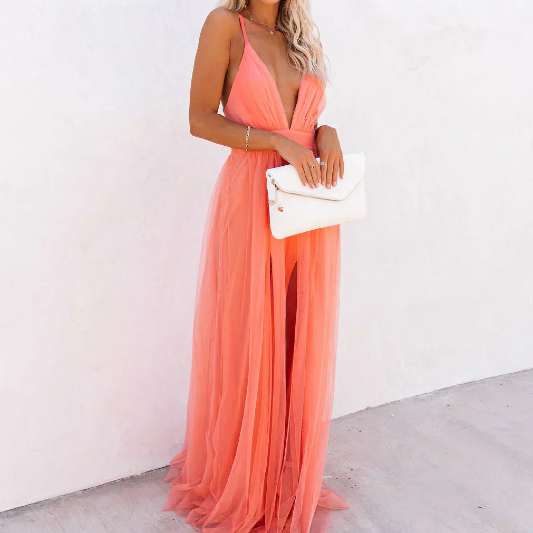 La Scintilla | Abito Maxi Luce Corallo