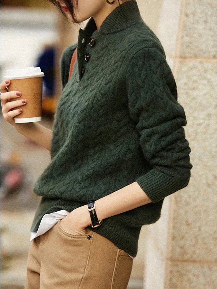 Carla | Maglione in Maglia Intrecciata con Bottoni