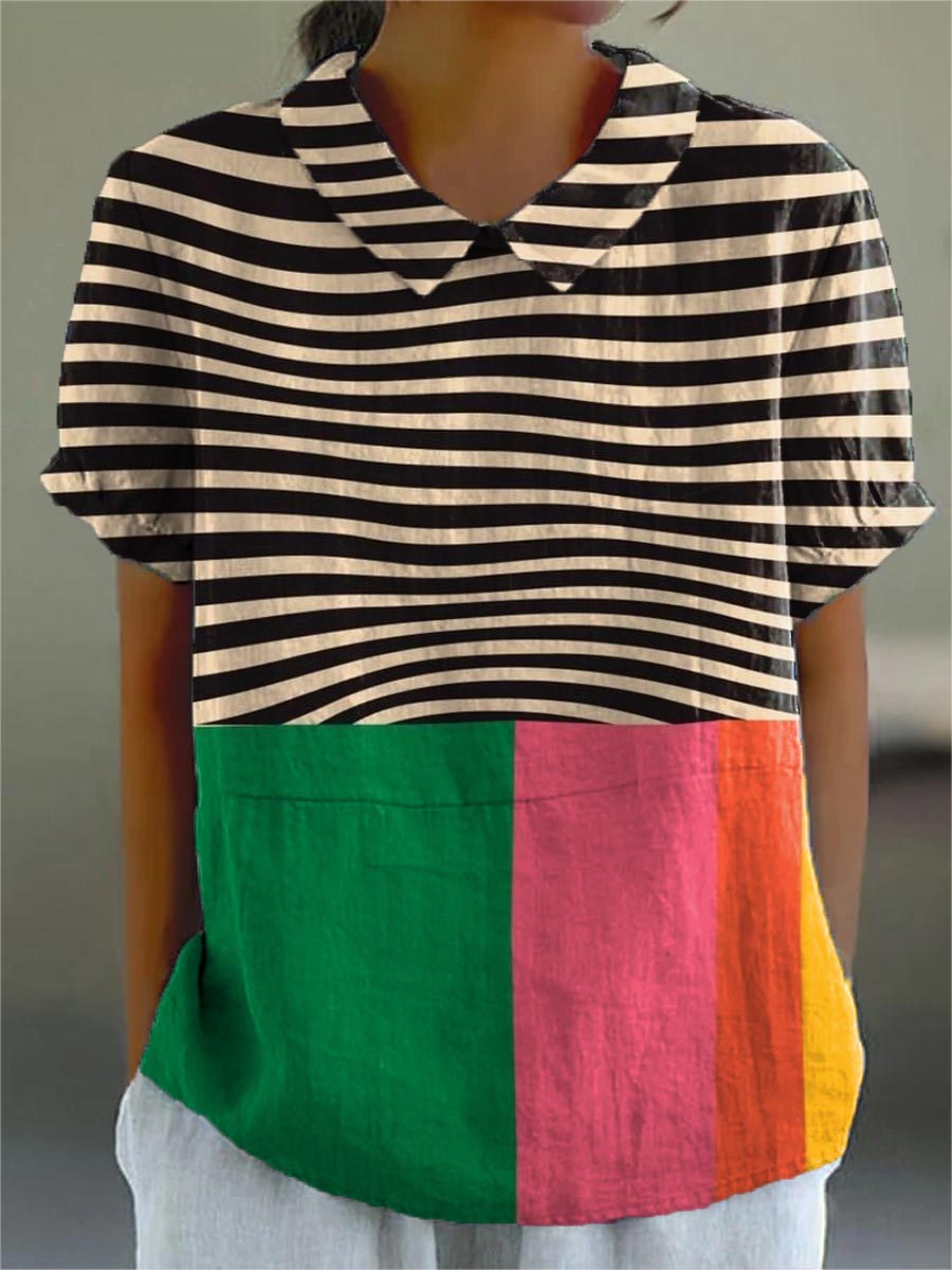 Eva | Camicia a righe vivaci e blocchi di colore
