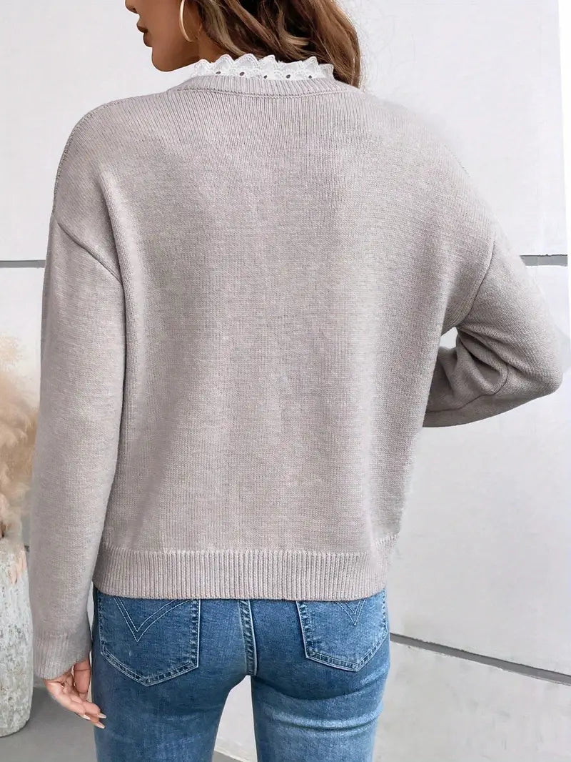 Serena | Maglione con collo in pizzo dall'effetto cashmere