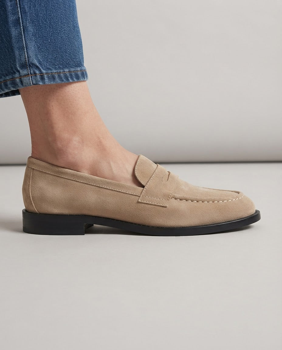 Mocassino Bianca — Penny in Camoscio