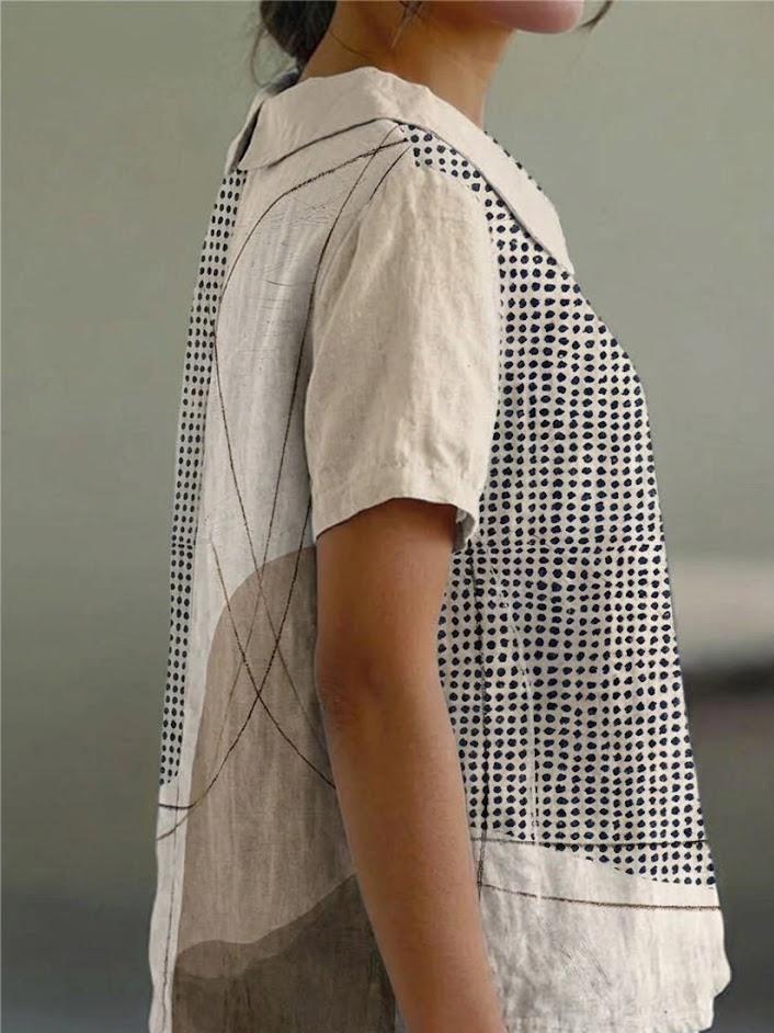 Lana | Camicia con motivi astratti a punti e linee